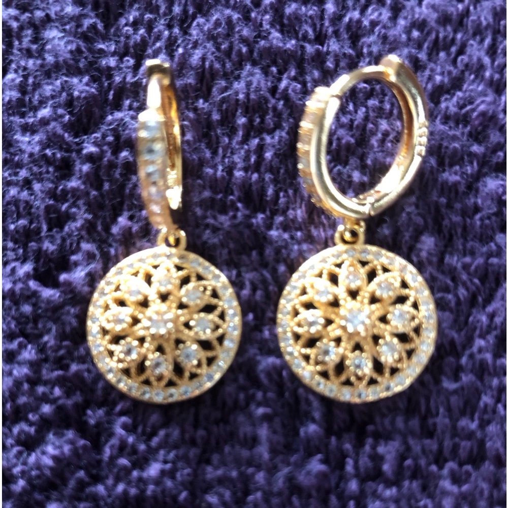 18k gold plated and crystal earrings by Vivori